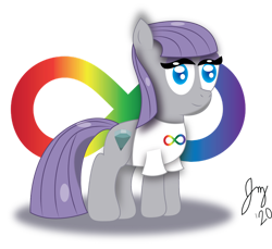 Size: 1280x1173 | Tagged: safe, artist:jesslmc16, imported from derpibooru, maud pie, earth pony, pony, autism, autism acceptance month, autism spectrum disorder, autistic maud, digital art, drawing, food, headcanon, illustrator, infinity symbol, neurodivergent, neurodivergent headcanon, pie, simple background, solo, transparent background