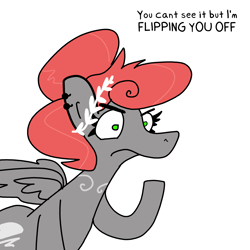 Size: 3000x3000 | Tagged: safe, artist:tjpones, imported from derpibooru, oc, oc only, oc:void, pegasus, pony, commission, female, high res, implied middle finger, mare, simple background, solo, white background