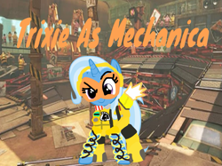 Size: 1131x847 | Tagged: safe, artist:joelleart13, imported from derpibooru, trixie, arms (video game), clothes, cosplay, costume, crossover, mechanic, mechanica