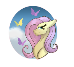 Size: 5000x4500 | Tagged: safe, artist:monteflaze26, imported from derpibooru, fluttershy, butterfly, pegasus, pony, bust, female, floppy ears, mare, simple background, solo, transparent background