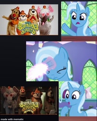 Size: 1010x1256 | Tagged: safe, imported from derpibooru, trixie, all bottled up, bingo (the banana splits), drooper, fleegle, meme, snorky, the banana splits, the banana splits movie