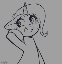 Size: 771x800 | Tagged: safe, artist:higgly-chan, imported from derpibooru, trixie, female, mare, monochrome, sketch