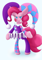 Size: 1800x2535 | Tagged: safe, artist:thebadgrinch, imported from derpibooru, pinkie pie, pony, bipedal, jester pie, solo
