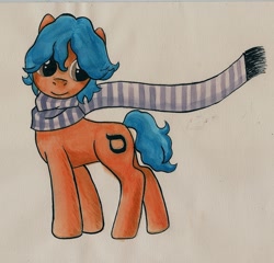 Size: 1702x1635 | Tagged: safe, artist:juliana emy, imported from derpibooru, oc, oc only, oc:samekh, earth pony, pony, clothes, male, scarf, solo, stallion, traditional art