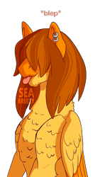 Size: 1247x2209 | Tagged: safe, artist:seabreezyy, imported from derpibooru, oc, oc only, oc:tater tot, pegasus, pony, :p, bust, male, portrait, simple background, solo, stallion, tongue out, transparent background