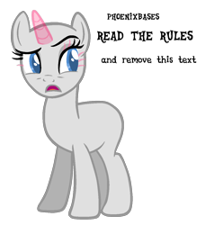 Size: 1092x1200 | Tagged: safe, artist:kingbases, imported from derpibooru, oc, oc only, pony, unicorn, bald, base, d:, eyelashes, female, horn, mare, open mouth, simple background, solo, transparent background, unicorn oc