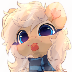 Size: 2000x2000 | Tagged: safe, artist:graypillow, imported from derpibooru, oc, oc only, oc:mirta whoowlms, pegasus, pony, :p, clothes, cute, female, high res, licking, licking screen, licking the fourth wall, looking at you, mare, ocbetes, scarf, simple background, solo, tongue out, white background