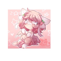 Size: 825x825 | Tagged: safe, artist:honkingmother, imported from derpibooru, oc, oc only, pegasus, pony, bow, chibi, frown, hair bow, plushie, solo, teary eyes, wavy mouth