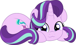 Size: 5000x2965 | Tagged: safe, artist:jhayarr23, imported from derpibooru, starlight glimmer, pony, unicorn, :3, behaving like a cat, commission, cute, female, glimmerbetes, hnnng, looking at you, lying, mare, plump, ponyloaf, prone, simple background, solo, transparent background, vector, ych result