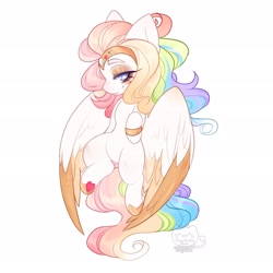 Size: 1920x1920 | Tagged: safe, artist:honkingmother, imported from derpibooru, oc, oc only, pegasus, pony, colored wings, colored wingtips, flying, lidded eyes, looking at you, smiling, solo, spread wings, underhoof, wings