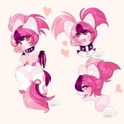 Size: 1920x1920 | Tagged: safe, artist:honkingmother, imported from derpibooru, oc, oc only, earth pony, pony, collar, fangs, heart, open mouth, solo, spiked collar