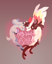 Size: 1224x1484 | Tagged: safe, artist:littmosa, imported from derpibooru, oc, goat, pegasus, pony, commission, cute, dreadlocks, female, holiday, long ears, male, valentine's day, ych result