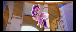 Size: 4430x1856 | Tagged: safe, imported from derpibooru, screencap, pipp petals, pegasus, pony, spoiler:my little pony: a new generation, 3d, cellphone, g5, green eyes, my little pony: a new generation, official, phone, pipp, pony history, smartphone, solo