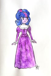 Size: 1616x2422 | Tagged: safe, artist:fude-chan-art, imported from derpibooru, twilight sparkle, alicorn, human, equestria girls, clothes, dress, humanized, long dress, long skirt, skirt, solo, twilight sparkle (alicorn), victorian, victorian dress