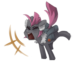 Size: 1658x1397 | Tagged: safe, artist:starlightspark, imported from derpibooru, oc, oc only, pegasus, pony, clothes, crisis equestria, earmuffs, female, filly, jacket, mohawk, pegasus oc, simple background, solo, transparent background, yelling