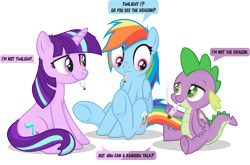 Size: 4777x3152 | Tagged: safe, artist:le-23, imported from derpibooru, rainbow dash, spike, starlight glimmer, dragon, earth pony, pegasus, pony, 420, alternate hairstyle, backwards cutie mark, drugs, female, high, male, mane swap, mare, not twilight sparkle, red eyes, simple background, speech bubble, starlight sparkle, transparent background, trio, tripping