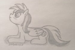 Size: 2127x1415 | Tagged: safe, artist:dimdariusz, imported from derpibooru, oc, oc:nebula night, pegasus, pony, angry, blushing, female, looking up, lying down, mare, pegasus oc, pencil drawing, simple background, sketch, traditional art, wings