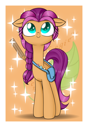Size: 1600x2304 | Tagged: source needed, safe, artist:neige de printdemps, imported from derpibooru, sunny starscout, earth pony, pony, bags, braid, cute, cyan eyes, female, g5, mare, simple background, smiling, solo, sparkles, stars, sunnybetes