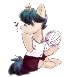 Size: 1842x2002 | Tagged: safe, imported from derpibooru, oc, oc only, oc:invictus europa, pony, unicorn, blowing a kiss, clothes, heart, kissing, solo, sports, volleyball