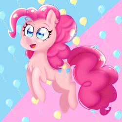 Size: 3000x3000 | Tagged: safe, artist:sweet-shroom, imported from derpibooru, part of a set, pinkie pie, earth pony, pony, chest fluff, cute, cutie mark, diapinkes, ear fluff, high res, pronking, redraw, solo