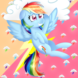 Size: 3000x3000 | Tagged: safe, artist:sweet-shroom, imported from derpibooru, part of a set, rainbow dash, pegasus, pony, cute, cutie mark, dashabetes, ear fluff, flying, high res, redraw, solo, spread wings, wings