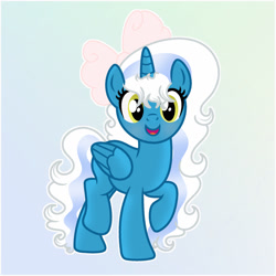 Size: 1024x1024 | Tagged: safe, artist:riofluttershy, imported from derpibooru, oc, oc:fleurbelle, alicorn, pony, adorabelle, alicorn oc, bow, cute, female, hair bow, horn, mare, ocbetes, wings, yellow eyes