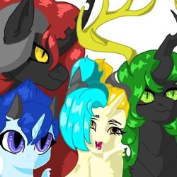 Size: 640x640 | Tagged: safe, artist:_goddesskatie_, imported from derpibooru, oc, oc only, alicorn, changeling, changeling queen, pony, alicorn oc, changeling queen oc, female, green changeling, horn, mare, simple background, white background, wings