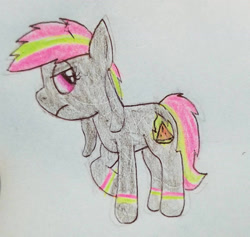 Size: 1440x1367 | Tagged: safe, artist:fruiitypieq, artist:shycookieq, imported from derpibooru, oc, oc only, earth pony, pony, earth pony oc, frown, solo, traditional art