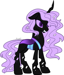 Size: 1069x1250 | Tagged: safe, artist:kurosawakuro, imported from derpibooru, oc, oc only, changeling, base used, female, purple changeling, simple background, solo, transparent background