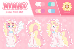 Size: 3264x2156 | Tagged: safe, artist:ninnydraws, imported from derpibooru, oc, oc only, oc:ninny, pegasus, pony, bowtie, eyebrows, heterochromia, high res, pegasus oc, profile, reference sheet, simple background, solo