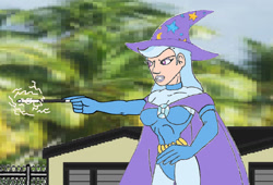 Size: 1280x870 | Tagged: safe, artist:onse227, imported from derpibooru, trixie, human, breasts, busty trixie, cape, clothes, hat, humanized, pixelated background, trixie's cape, trixie's hat, wand