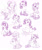 Size: 1800x2166 | Tagged: safe, artist:dstears, imported from derpibooru, angel bunny, applejack, fluttershy, moondancer, phyllis, pinkie pie, rainbow dash, rarity, smarty pants, starlight glimmer, twilight sparkle, alicorn, earth pony, pegasus, pony, rabbit, unicorn, animal, applejack's hat, bed hair, book, clothes, cowboy hat, cute, female, food, glasses, hat, horn, male, mane six, mare, monochrome, pocky, rubik's cube, sad, simple background, sitting, sketch, sweater, sweatershy, tea, twilight sparkle (alicorn), underhoof, white background, wings