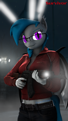Size: 2160x3840 | Tagged: safe, artist:dawnyr, artist:dawnyrs, imported from derpibooru, oc, oc only, oc:ls, anthro, bat pony, undead, zombie, 3d, crossover, gun, high res, left 4 dead, night, rifle, solo, source filmmaker, weapon