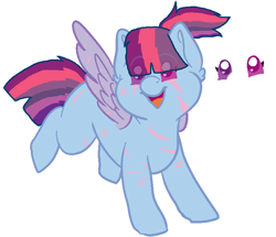 Size: 798x687 | Tagged: safe, artist:admirariadopts, artist:pupinstine, imported from derpibooru, oc, oc only, oc:magical lightning bolt, pegasus, pony, baby, baby pony, base used, blank flank, eye clipping through hair, female, filly, foal, magical lesbian spawn, offspring, parent:rainbow dash, parent:twilight sparkle, parents:twidash, scar, simple background, solo, spread wings, white background, wings