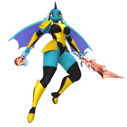 Size: 3500x3500 | Tagged: safe, artist:argos90, imported from derpibooru, princess ember, anthro, dragon, 3d, armor, bloodstone scepter, breasts, busty princess ember, dragoness, female, high res, lizard breasts, simple background, sword, transparent background, weapon