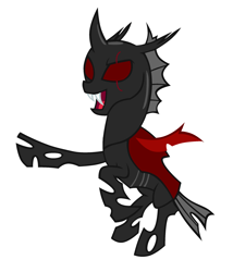Size: 2174x2538 | Tagged: safe, artist:brightstar40k, imported from derpibooru, oc, oc only, changeling, antagonist, changeling oc, high res, oc villain, red changeling, scar, solo
