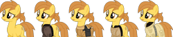 Size: 3118x676 | Tagged: safe, artist:pegasski, imported from derpibooru, oc, oc only, earth pony, pony, fallout equestria, bag, base used, clothes, earth pony oc, enclave, eyelashes, female, mare, saddle bag, simple background, transparent background