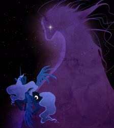 Size: 1835x2048 | Tagged: safe, artist:opalacorn, imported from derpibooru, princess luna, tantabus, alicorn, pony, do princesses dream of magic sheep, ethereal mane, female, glowing eyes, mare, starry mane, stars