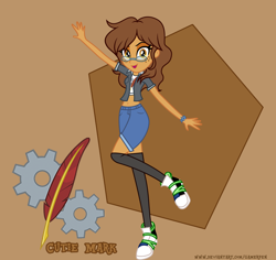 Size: 1280x1210 | Tagged: safe, artist:gamerpen, imported from ponybooru, oc, oc only, oc:chestnut quill, oc:copper plume, equestria girls, beautiful, bracelet, clothes, commissioner:imperfectxiii, cutie mark, female, freckles, glasses, happy, jewelry, rule 63, sexy, shoes, sports, tennis