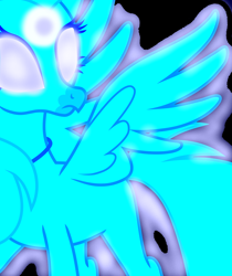 Size: 2386x2845 | Tagged: safe, artist:frownfactory, artist:mellow91, edit, imported from derpibooru, silverstream, oc, oc only, oc:luminoso, classical hippogriff, hippogriff, school daze, black background, female, glowing eyes, high res, possessed, simple background, solo, vector