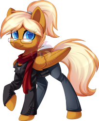 Size: 934x1144 | Tagged: safe, artist:scarlet-spectrum, imported from derpibooru, oc, oc only, oc:coffee creme, pegasus, pony, clothes, female, glasses, mare, not mareota, scarf, simple background, solo, transparent background
