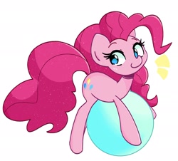 Size: 2104x1901 | Tagged: safe, artist:kindakismet, imported from derpibooru, pinkie pie, earth pony, ball, cute, diapinkes, simple background, smiling, solo, white background