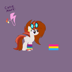 Size: 965x965 | Tagged: safe, artist:circuspaparazzi5678, artist:selenaede, imported from derpibooru, oc, oc only, oc:dusky blitz, pegasus, pony, bandaid, base used, base:selenaede, clothes, duskyverse, goggles, pansexual, pansexual pride flag, parent:breanna, parent:rainbow dash, pride, pride flag, rainbow socks, socks, solo, striped socks