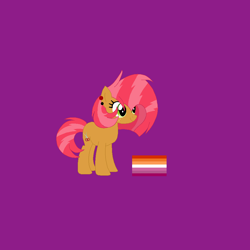 Size: 965x965 | Tagged: safe, artist:circuspaparazzi5678, artist:selenaede, imported from derpibooru, babs seed, earth pony, pony, base used, base:selenaede, ear piercing, earring, female, jewelry, lesbian, lesbian pride flag, piercing, pride, pride flag, solo