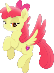 Size: 6614x8994 | Tagged: safe, artist:thatusualguy06, imported from derpibooru, apple bloom, alicorn, pony, absurd resolution, alicornified, bloomicorn, colored wings, colored wingtips, female, lidded eyes, mare, older, older apple bloom, race swap, show accurate, simple background, solo, transparent background, vector