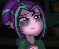 Size: 1500x1249 | Tagged: safe, artist:gallantserver, imported from derpibooru, aria blaze, human, equestria girls, bags under eyes, clothes, crying, female, solo, story included, tears of joy