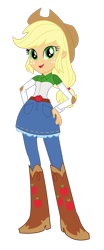 Size: 697x1674 | Tagged: artist needed, safe, imported from derpibooru, applejack, equestria girls, applejack's hat, belt, boots, clothes, cowboy hat, cowgirl, female, hand on hip, hands on hip, hat, high heel boots, jeans, long sleeves, looking at you, new outfit, open mouth, outfit, pants, shoes, simple background, skirt, solo, stetson, transparent background, vector