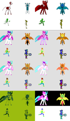 Size: 896x1536 | Tagged: safe, artist:derek the metagamer, imported from derpibooru, daring do, gallus, queen novo, oc, oc:derek the metagamer, anthro, griffon, hippogriff, human, pegasus, pony, my little pony: the movie, 16bit, 8bit, aseprite, atomic gun, cga, duke nukem, game boy, nintendo entertainment system, palette swap, pixel art, recolor, sprite, wingless, wingless anthro