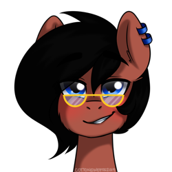 Size: 700x700 | Tagged: safe, artist:cottonsweets, imported from derpibooru, oc, oc:benjamin terrance tover, earth pony, pony, ear piercing, earring, glasses, head only, jewelry, male oc, piercing