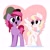 Size: 2048x2048 | Tagged: safe, artist:syrupyyy, imported from derpibooru, oc, oc only, oc:jelly, oc:ninny, earth pony, pegasus, pony, bowtie, colt, couple, female, freckles, hat, heterochromia, high res, looking at each other, male, mare, open mouth, raised hoof, simple background, spread wings, wings